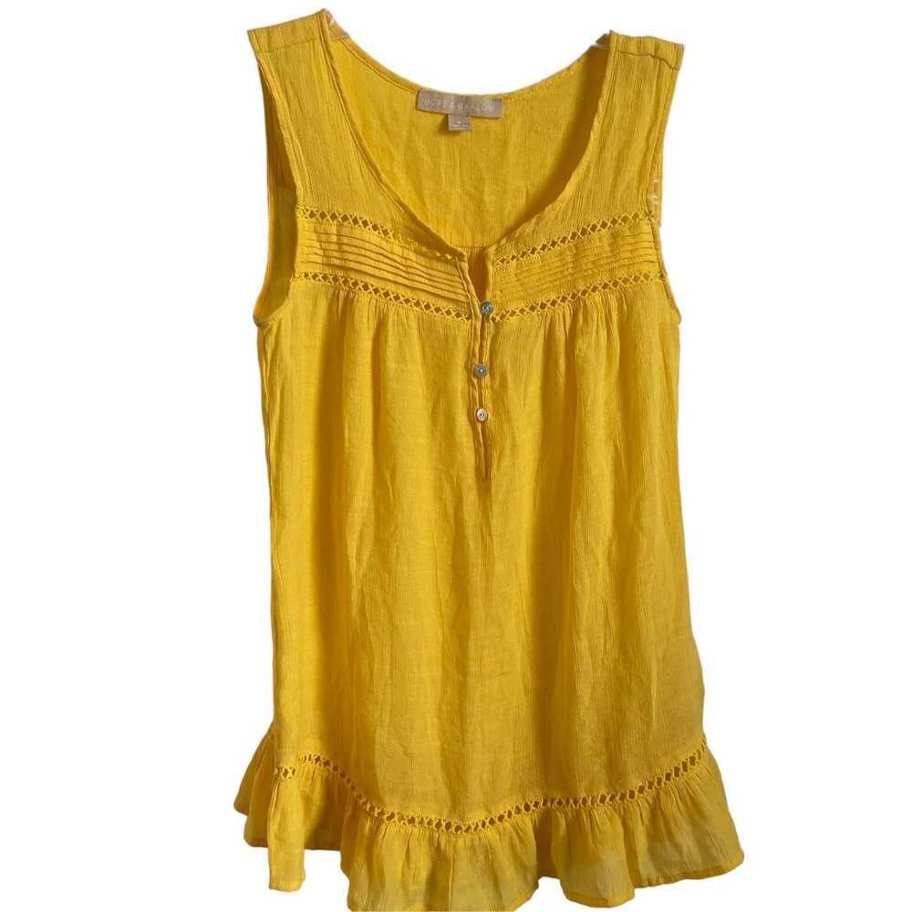 Hope & Harlow Womens Bright Yellow Sleeveless Top With Ruffled Hem Size S - Picture 2 of 7